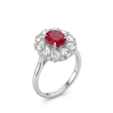 【Ships Fast】Ruby & Diamond Flower Ring