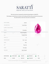 SARATTI Certified 1.2ct Sri Lankan Purplish Pink Sapphire Pear 7.30 x 5.50 mm | SARATTI