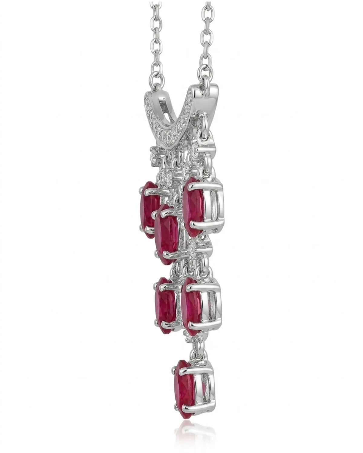 SERAPHINA — Ruby Cascade Diamond Tassel Necklace