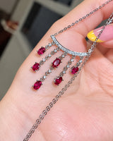 SERAPHINA Ruby Cascade Diamond Tassel Necklace - SARATTI
