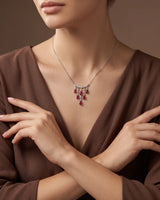 SERAPHINA Ruby Cascade Diamond Tassel Necklace | SARATTI