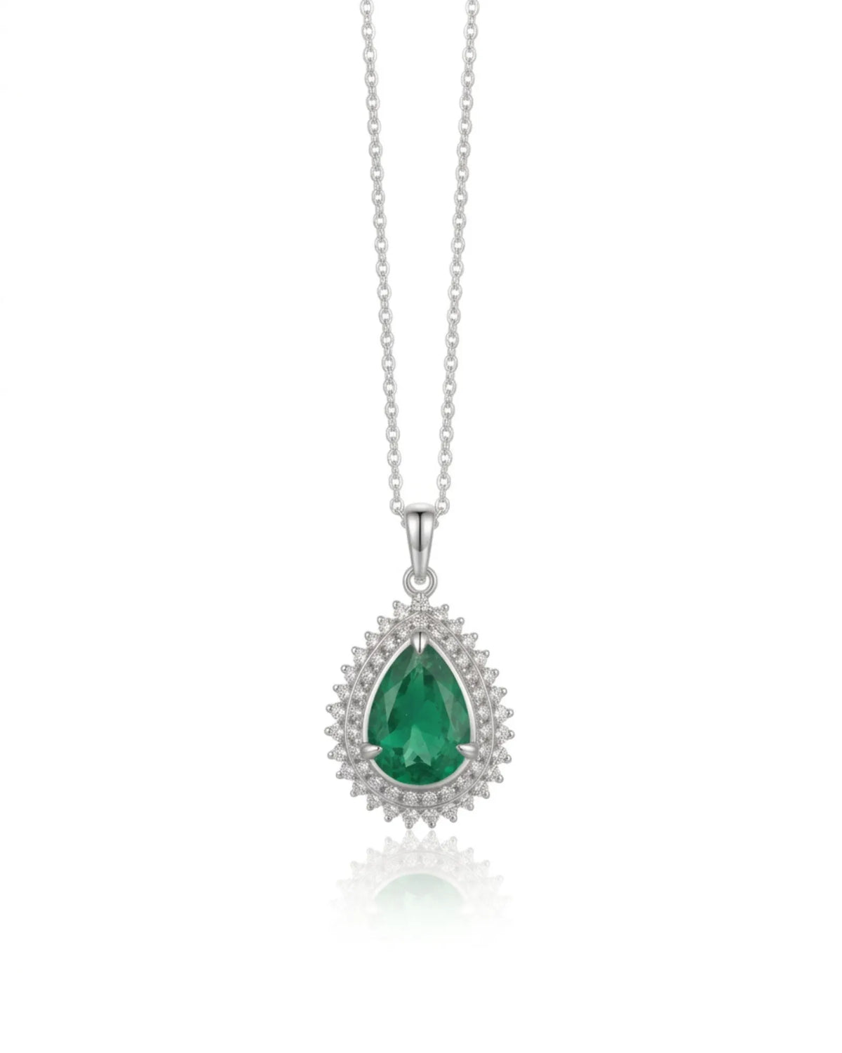 SERENA emerald teardrop diamond pendant - SARATTI