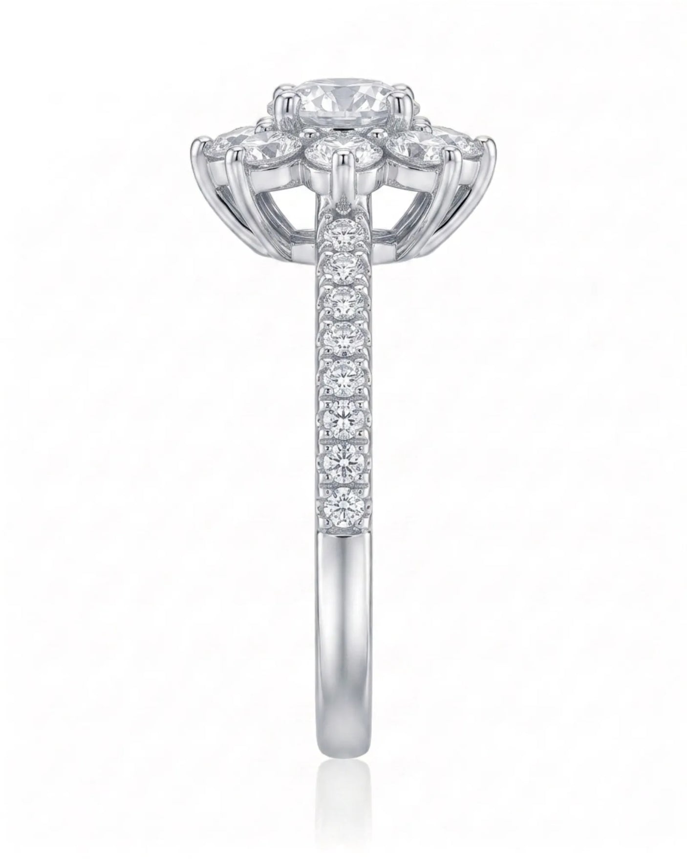 Rhoda – Fortune Compass Natural Round Diamond Floral Halo Engagement Ring