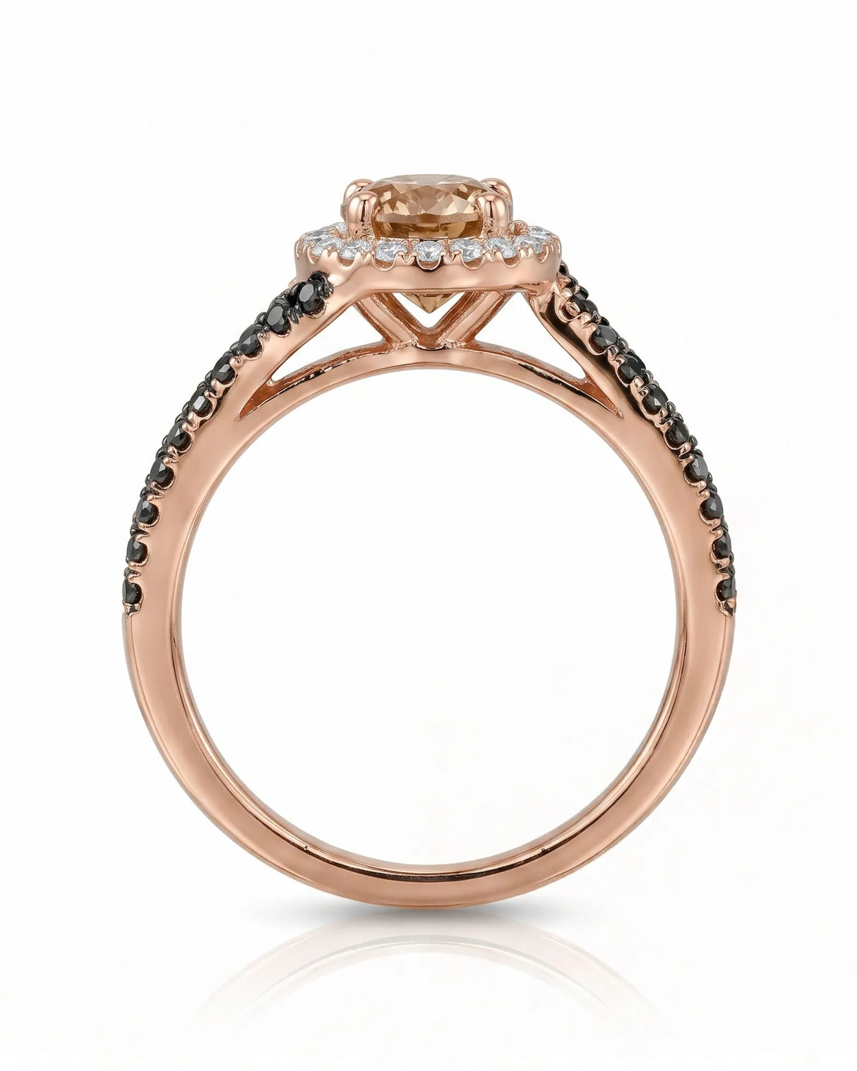 Esther – Natural Champagne Diamond Halo Engagement Ring