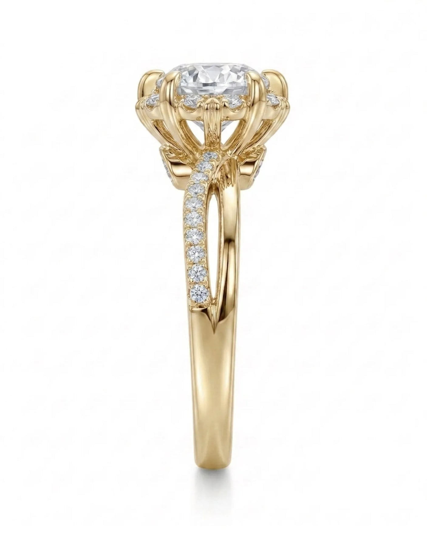 Merida – Sweet Serenity Natural Round Diamond Floral Halo Ring