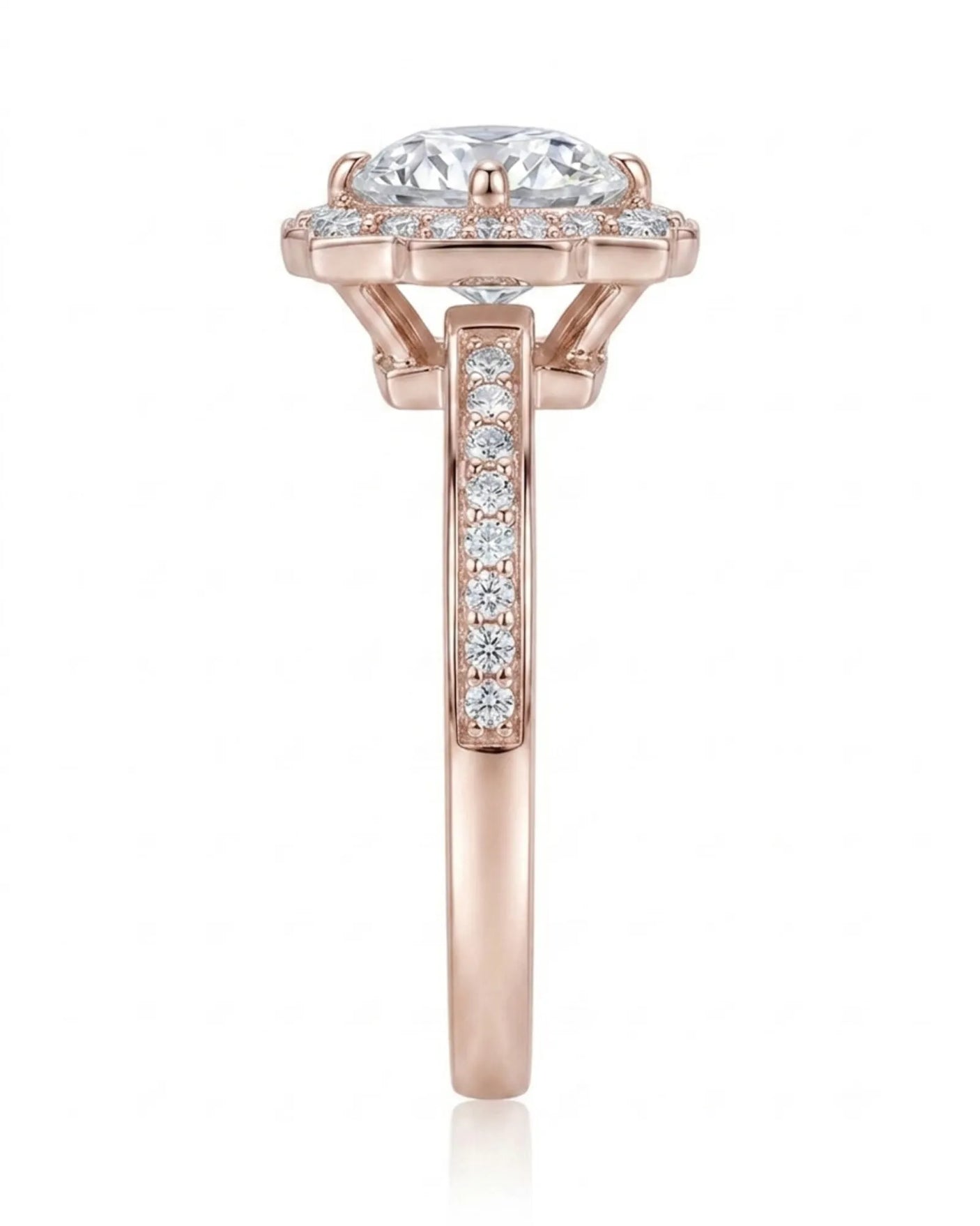 Elise – Natural Round Diamond Square Halo Engagement Ring