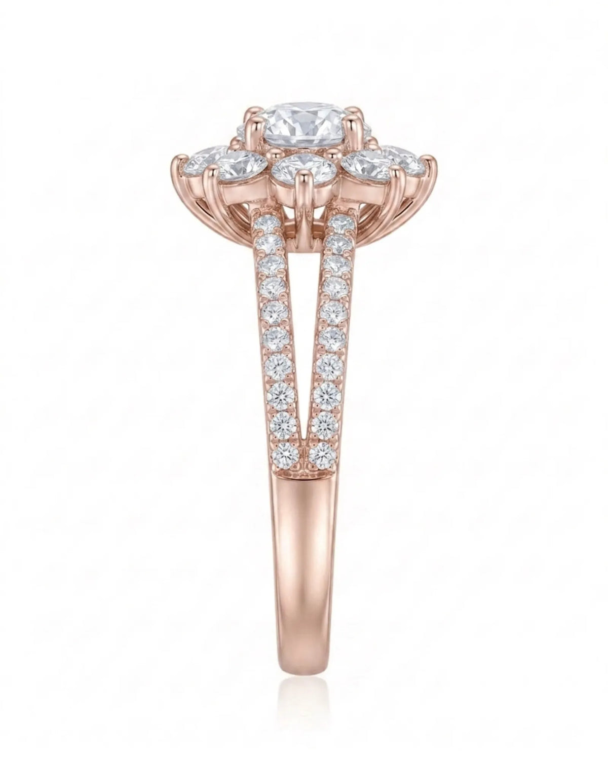 Gail – Fortune Compass II Natural Round Diamond Star Halo Engagement Ring