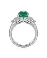 【Ships Fast】PT900 Sugarloaf Emerald Diamond Cluster Ring