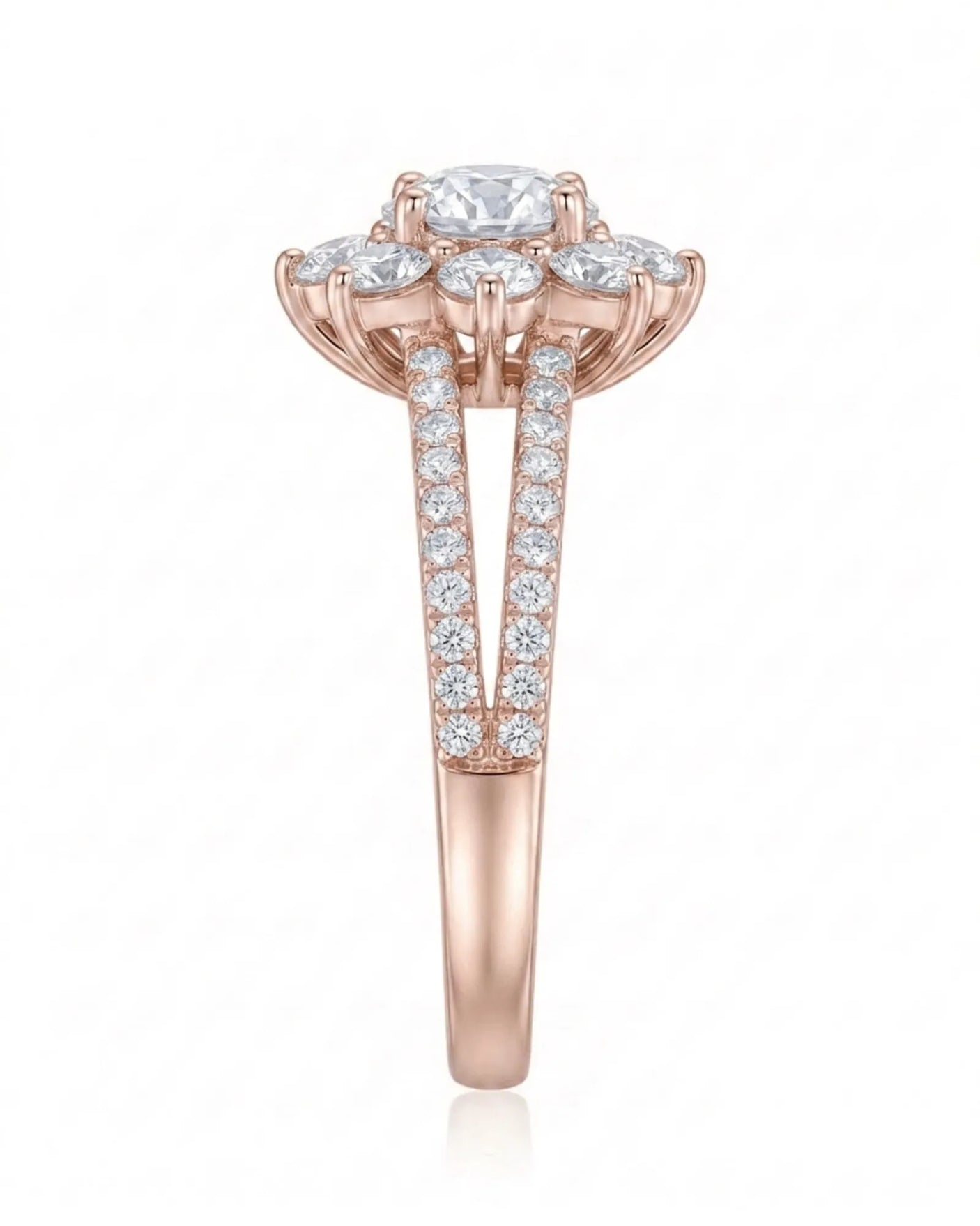 Rhoda – Fortune Compass Natural Round Diamond Floral Halo Engagement Ring