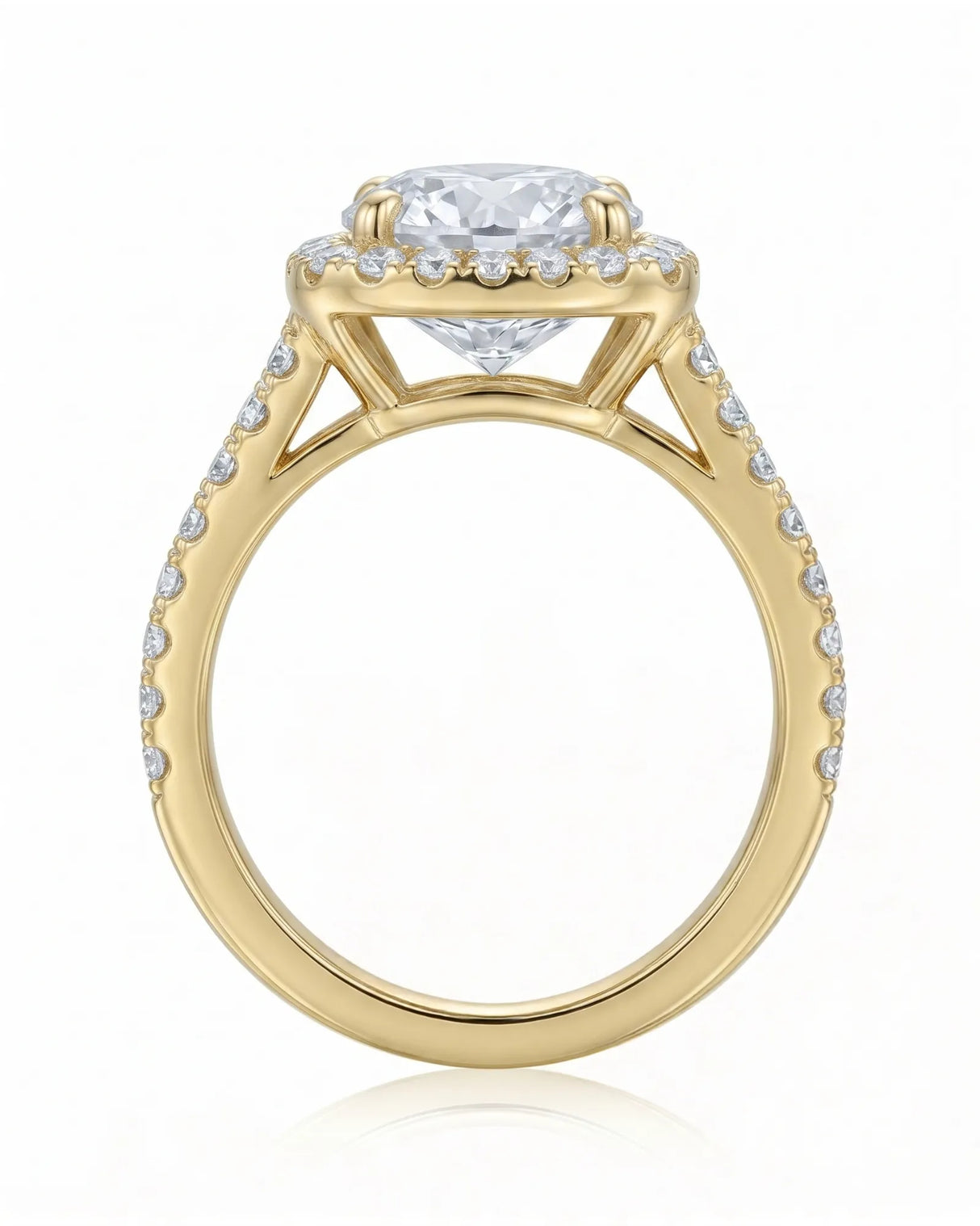 Evana – Natural Round Diamond Halo Split-Shank Engagement Ring