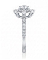 Rhoda – Fortune Compass Natural Round Diamond Floral Halo Engagement Ring