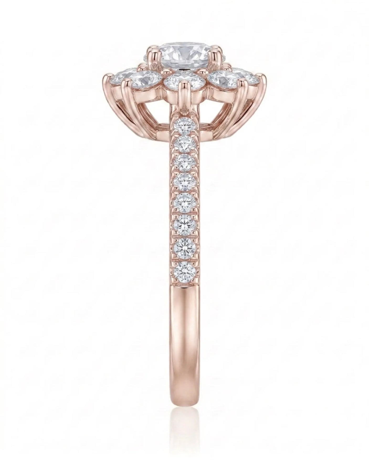 Rhoda – Fortune Compass Natural Round Diamond Floral Halo Engagement Ring