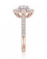 Rhoda – Fortune Compass Natural Round Diamond Floral Halo Engagement Ring