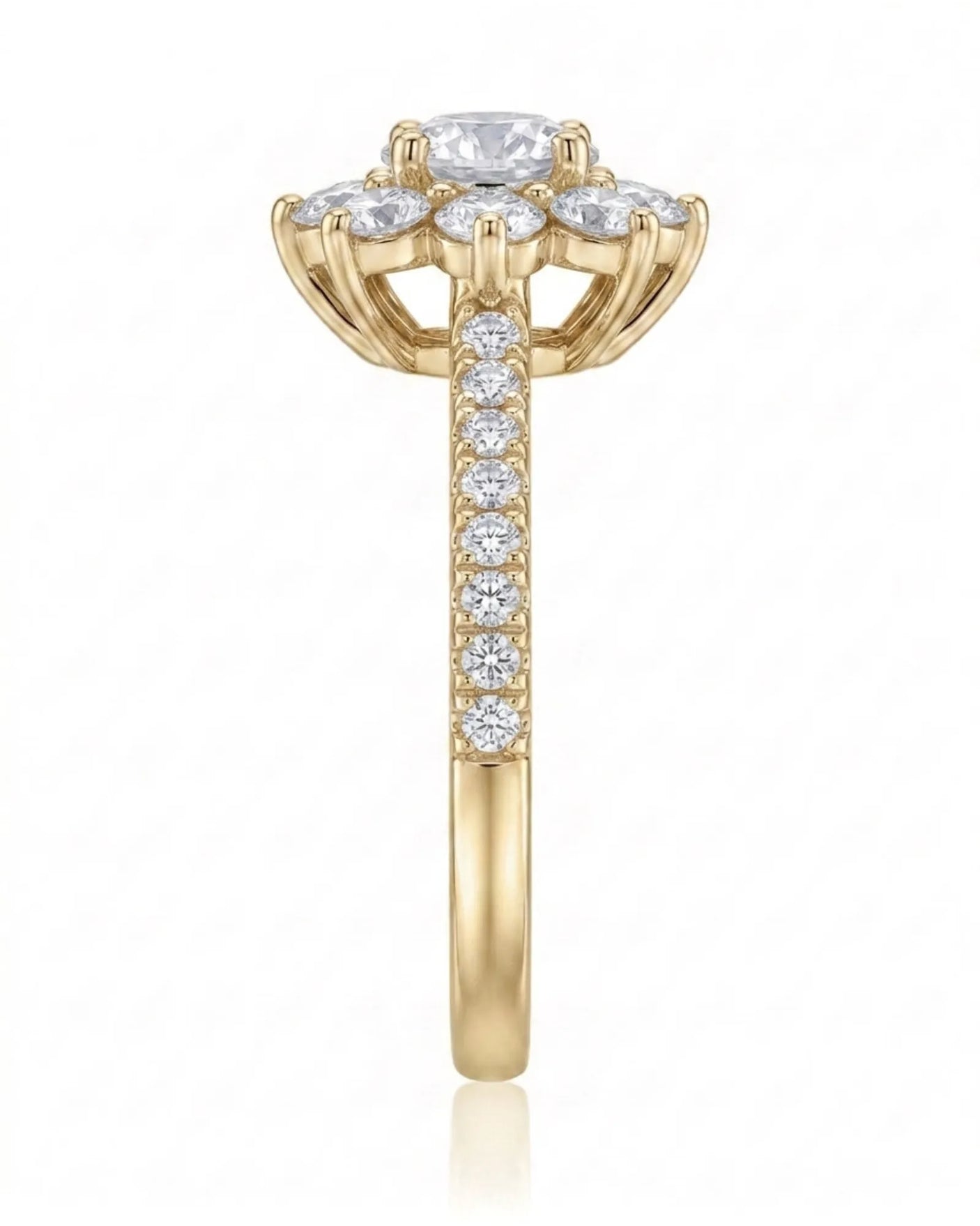 Rhoda – Fortune Compass Natural Round Diamond Floral Halo Engagement Ring