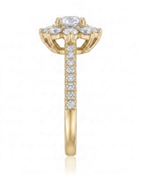 Rhoda – Fortune Compass Natural Round Diamond Floral Halo Engagement Ring