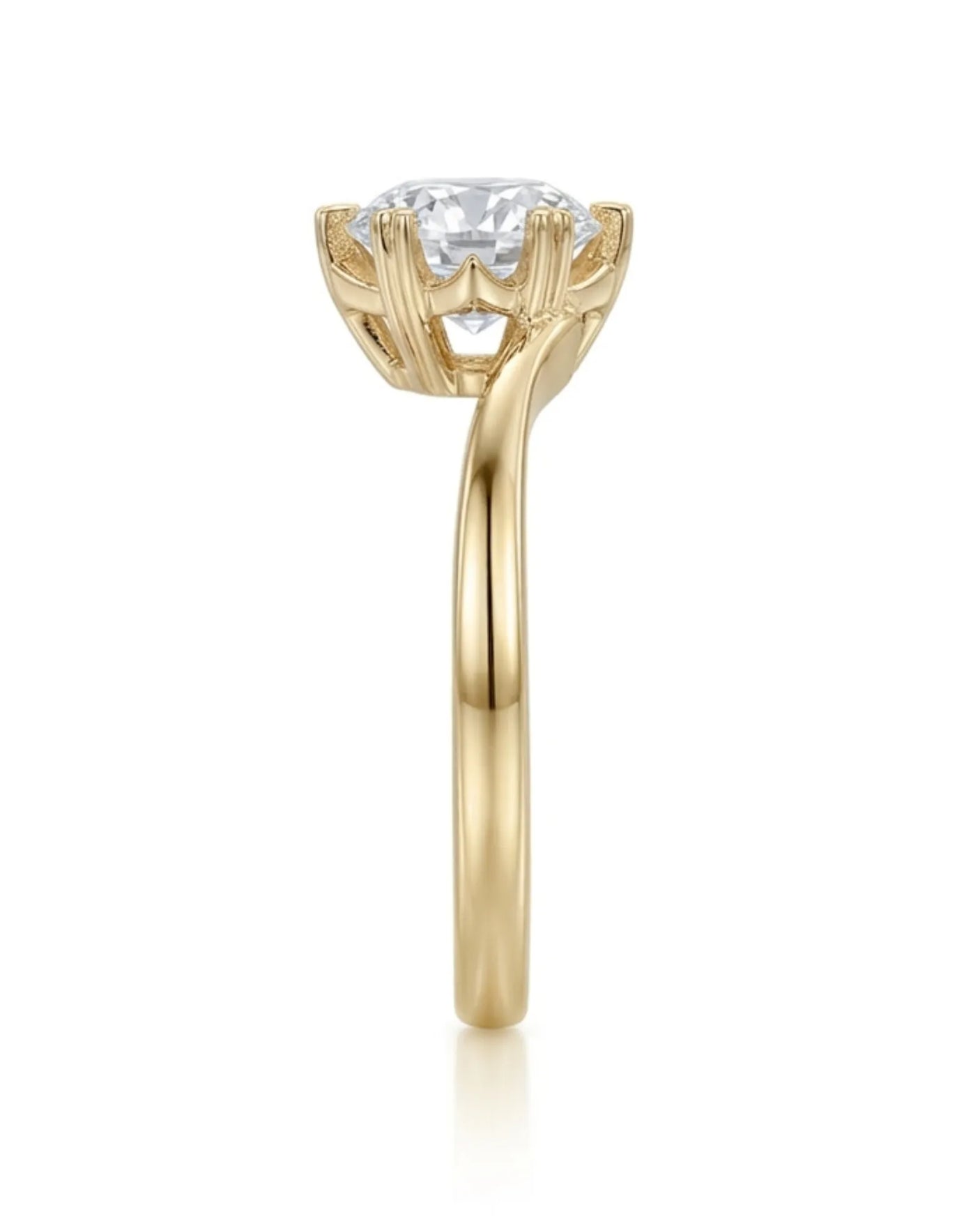 Camille – Natural Round Diamond Snowflake Twisted-Shank Engagement Ring