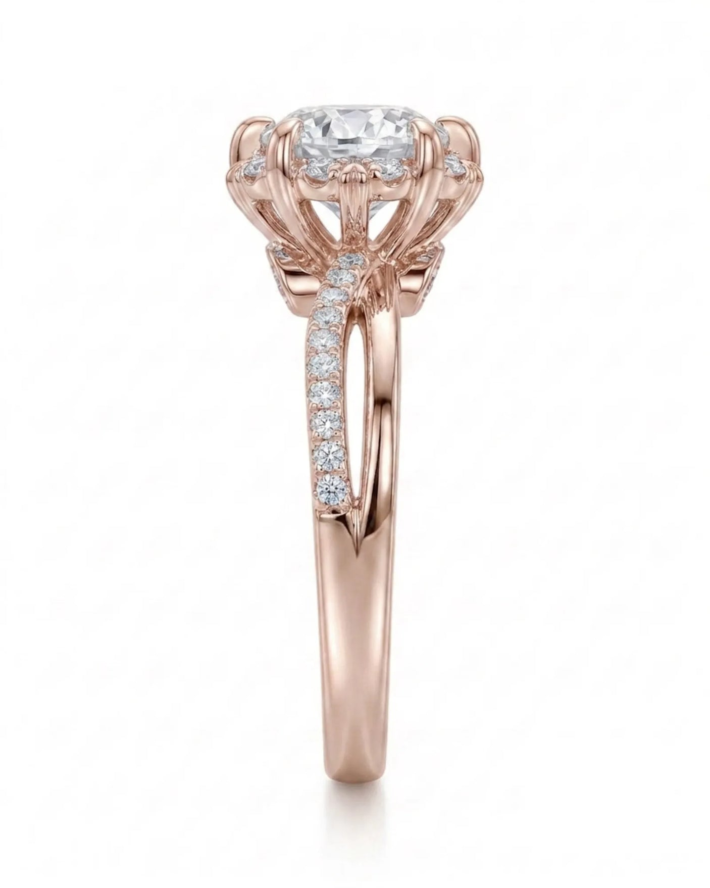 Merida – Sweet Serenity Natural Round Diamond Floral Halo Ring