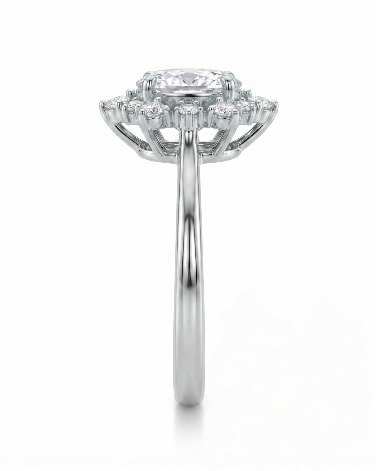Julia – Natural Oval Diamond Floral Halo Engagement Ring