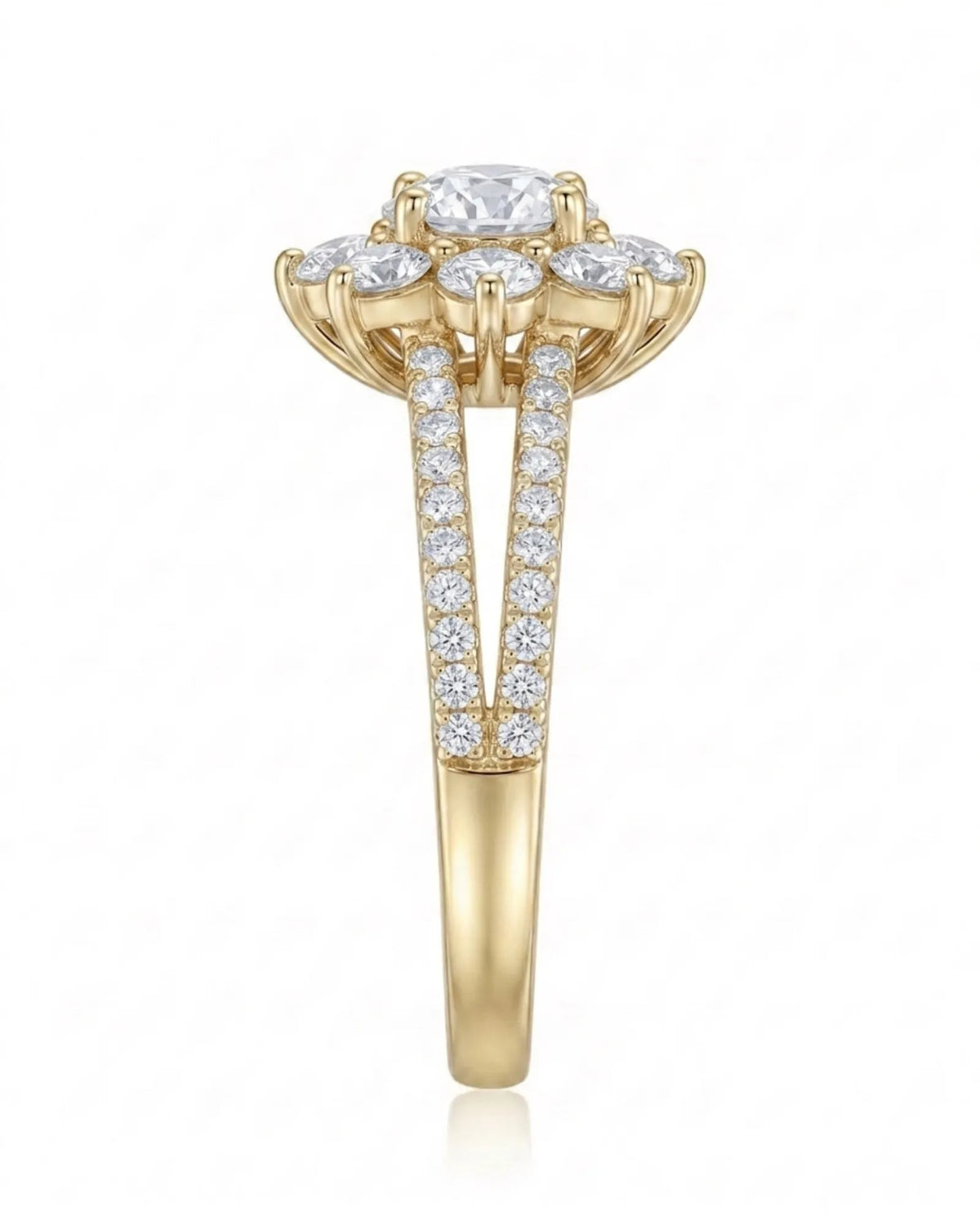 Gail – Fortune Compass II Natural Round Diamond Star Halo Engagement Ring