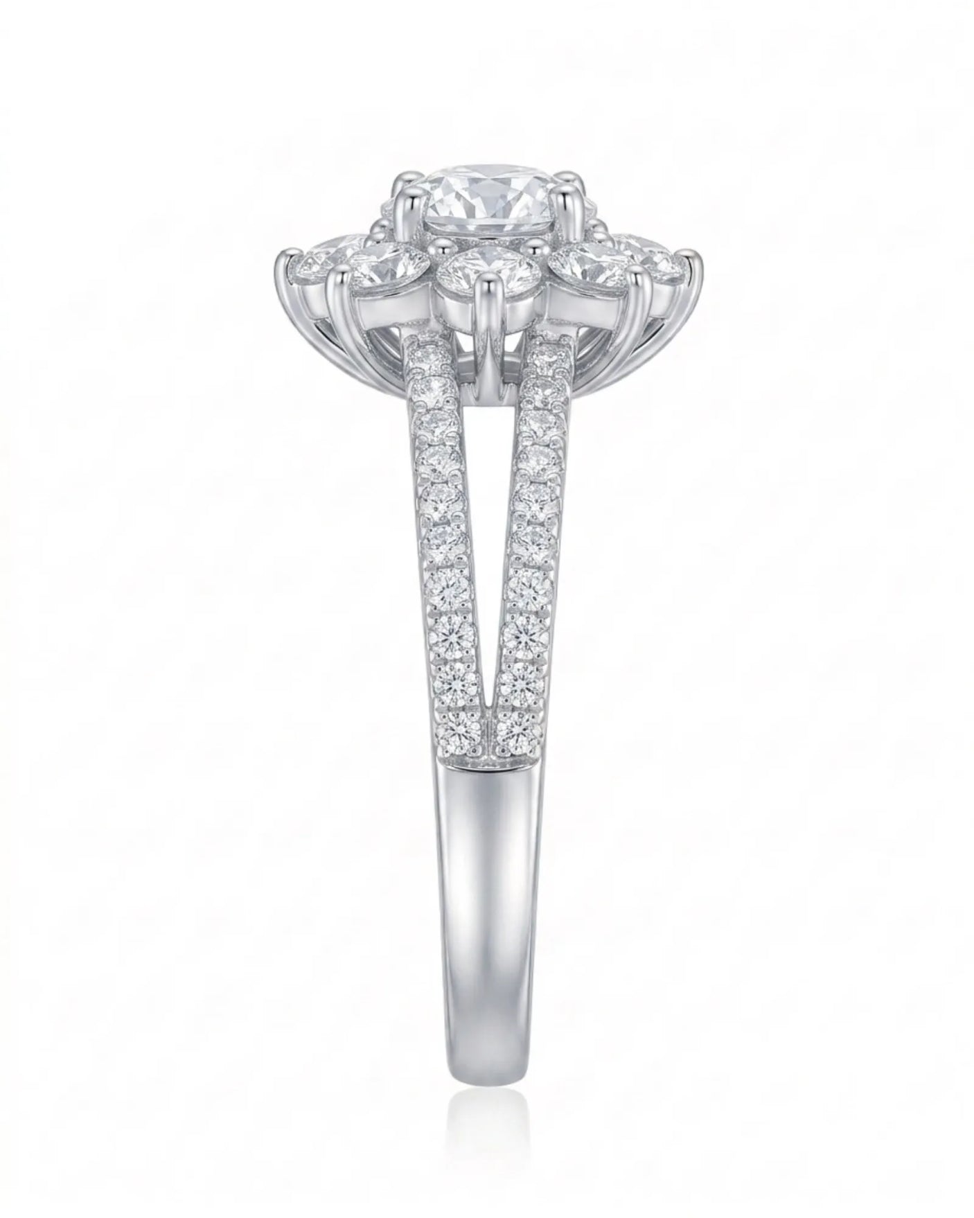 Rhoda – Fortune Compass Natural Round Diamond Floral Halo Engagement Ring