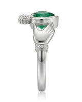 Coronet Heart Emerald Claddagh Ring