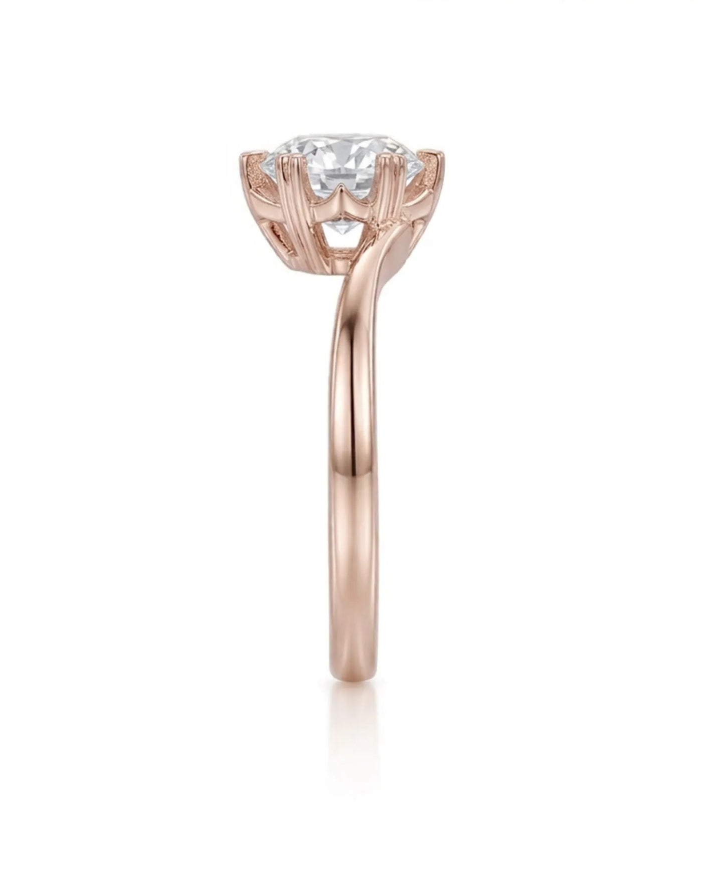 Camille – Natural Round Diamond Snowflake Twisted-Shank Engagement Ring