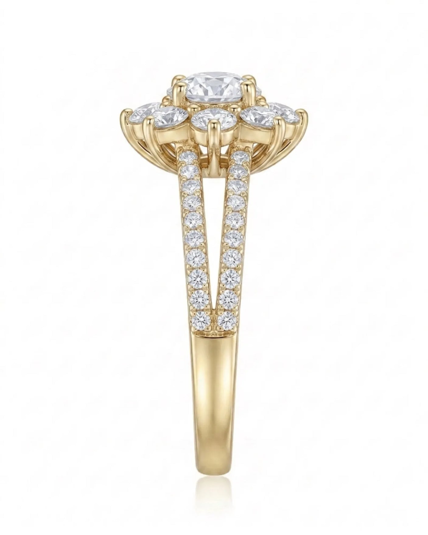 Rhoda – Fortune Compass Natural Round Diamond Floral Halo Engagement Ring