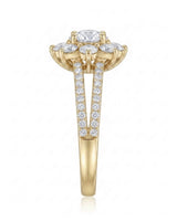 Rhoda – Fortune Compass Natural Round Diamond Floral Halo Engagement Ring