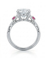 Regina – Natural Round Diamond & Ruby Celtic Knot Engagement Ring