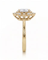 Julia – Natural Oval Diamond Floral Halo Engagement Ring