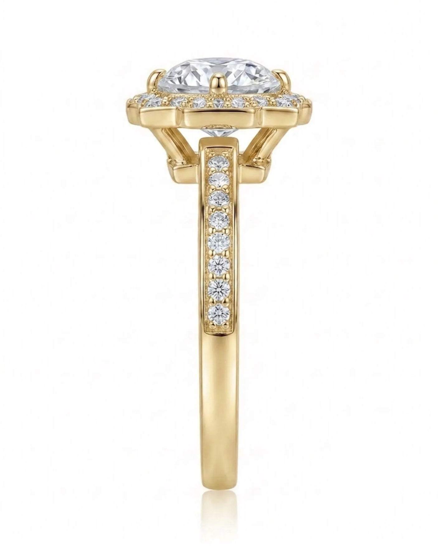 Elise – Natural Round Diamond Square Halo Engagement Ring
