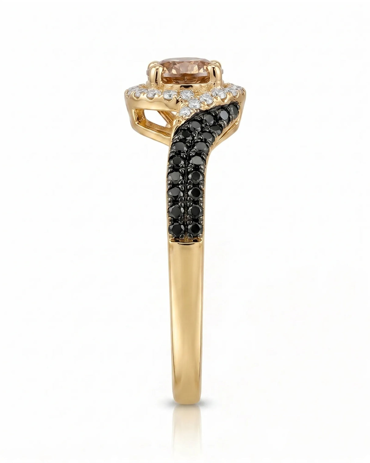 Esther – Natural Champagne Diamond Halo Engagement Ring