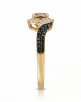 Esther – Natural Champagne Diamond Halo Engagement Ring
