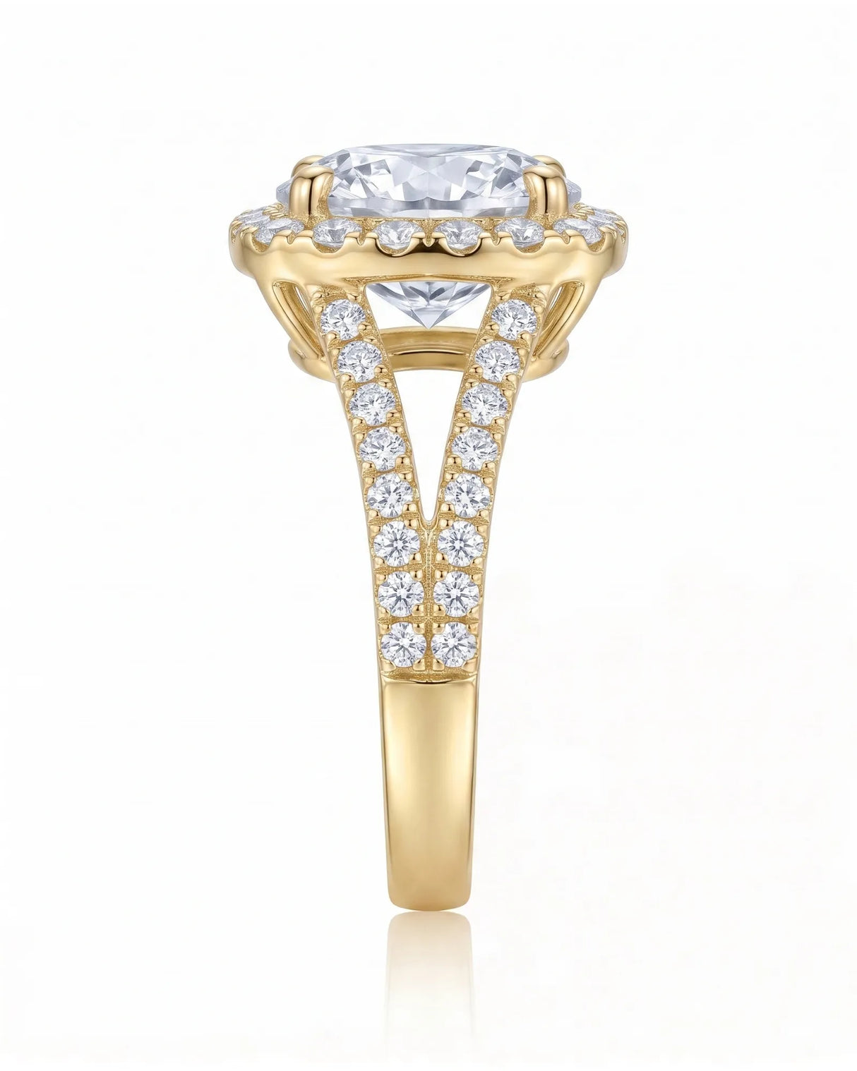 Evana – Natural Round Diamond Halo Split-Shank Engagement Ring