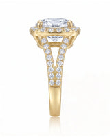 Evana – Natural Round Diamond Halo Split-Shank Engagement Ring