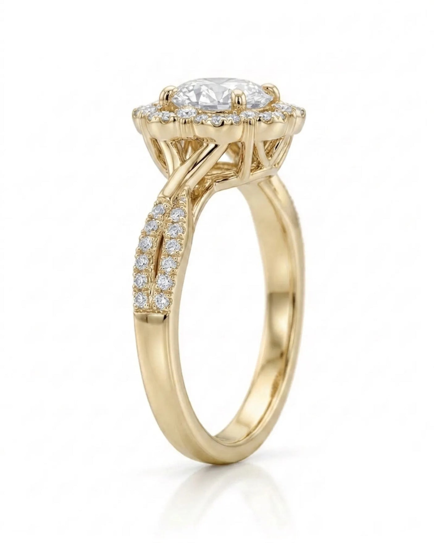 Madea – Radiant Embrace Natural Round Diamond Double Halo Ring