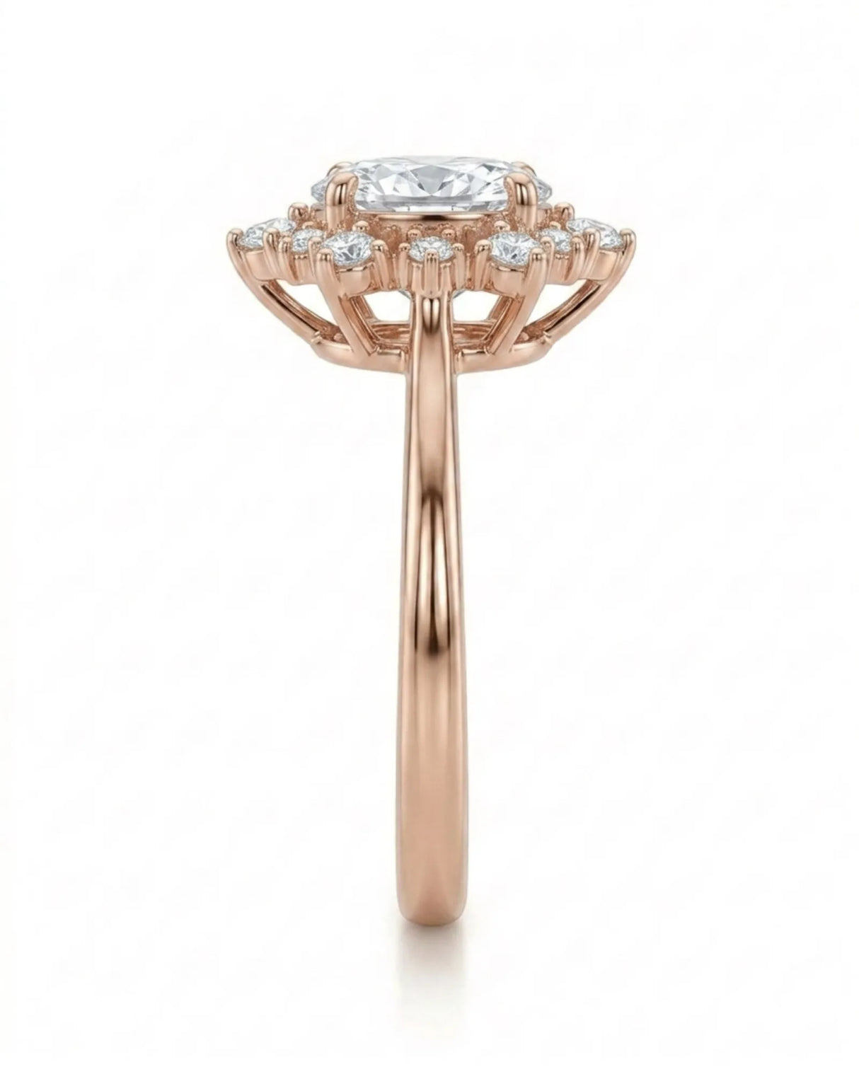 Julia – Natural Oval Diamond Floral Halo Engagement Ring
