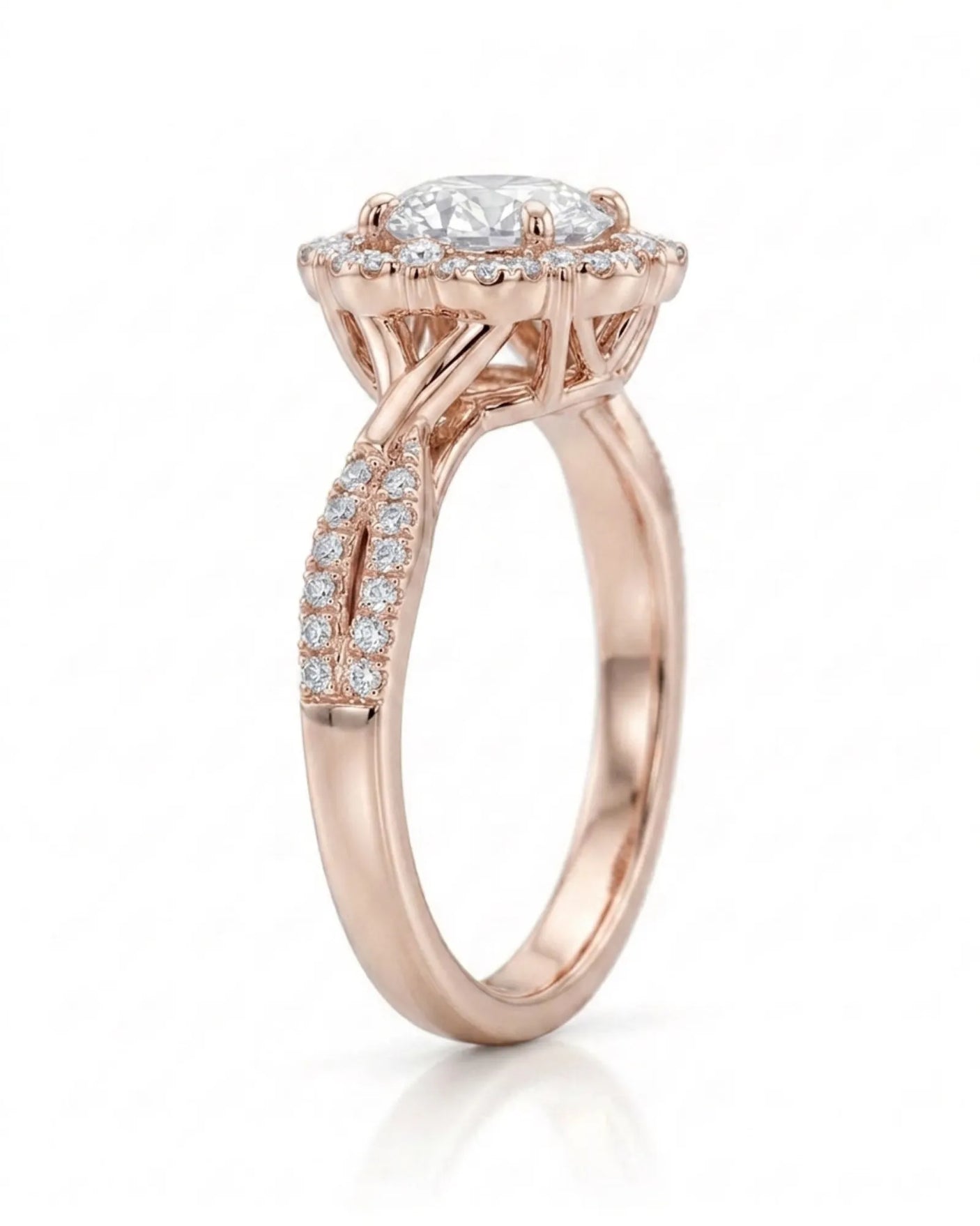 Madea – Radiant Embrace Natural Round Diamond Double Halo Ring
