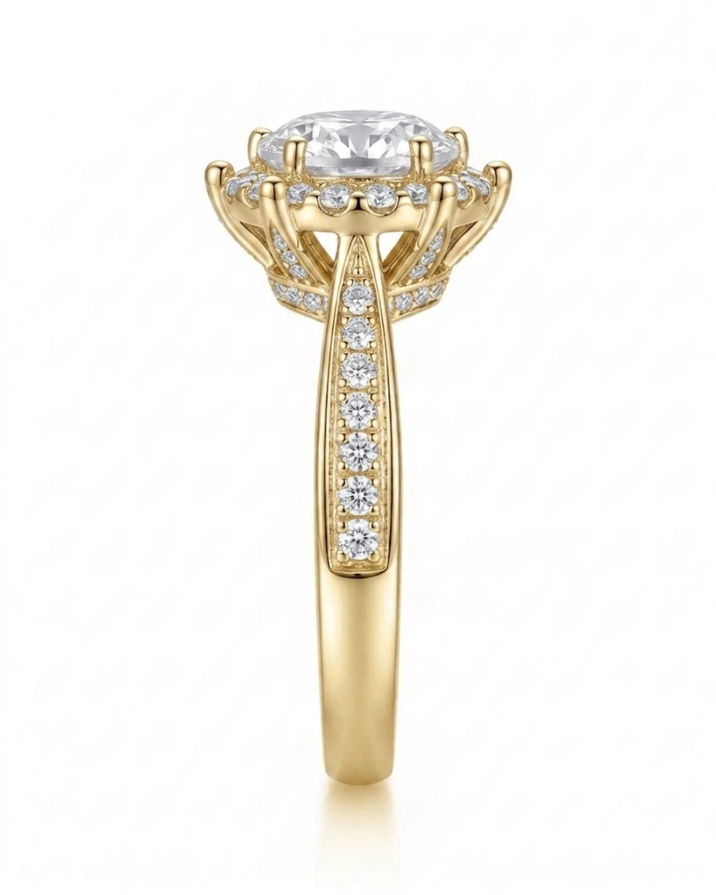 Yulisa – Eternal Flame Natural Round Diamond Halo Engagement Ring