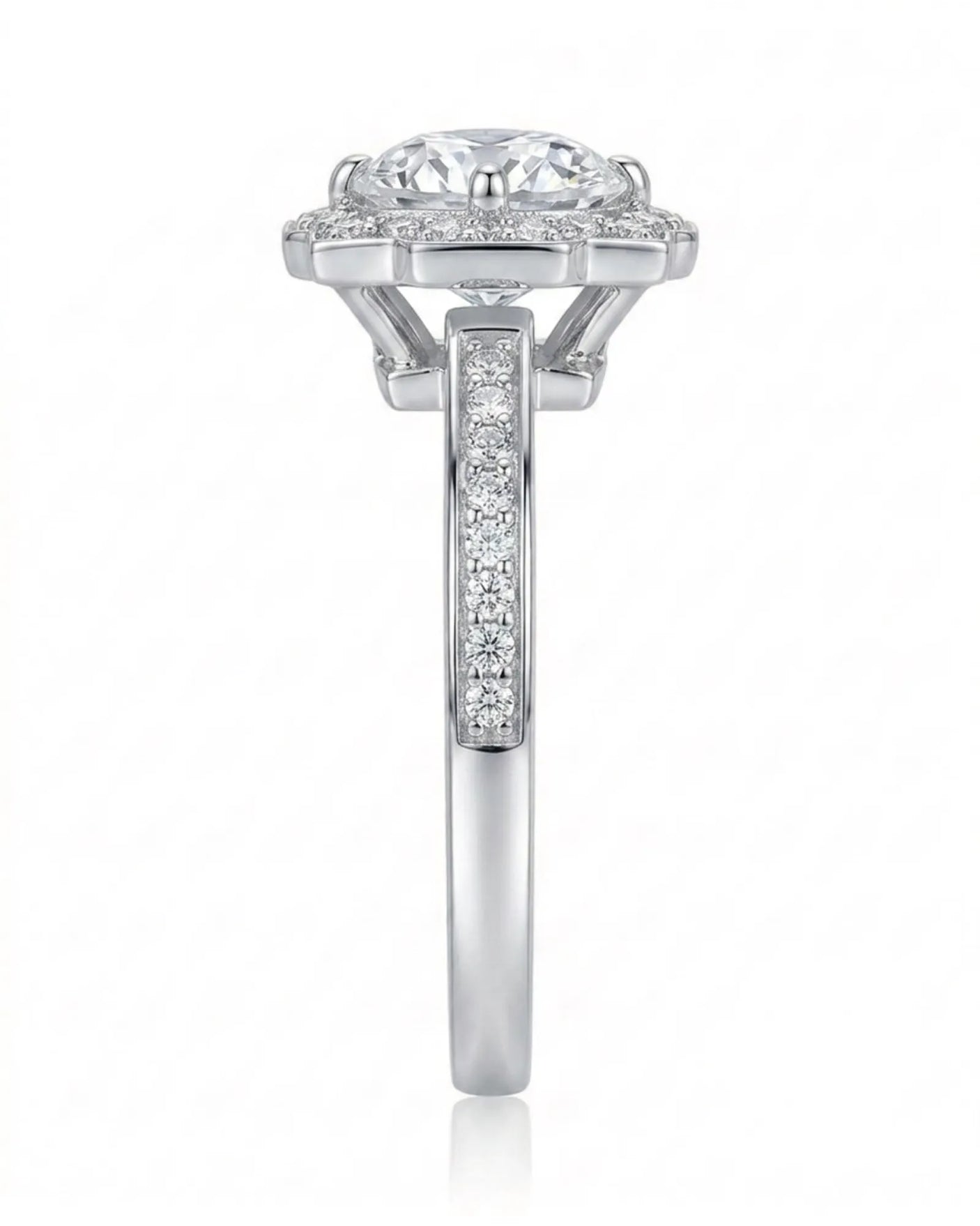 Elise – Natural Round Diamond Square Halo Engagement Ring