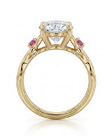 Regina – Natural Round Diamond & Ruby Celtic Knot Engagement Ring