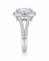 Evana – Natural Round Diamond Halo Split-Shank Engagement Ring