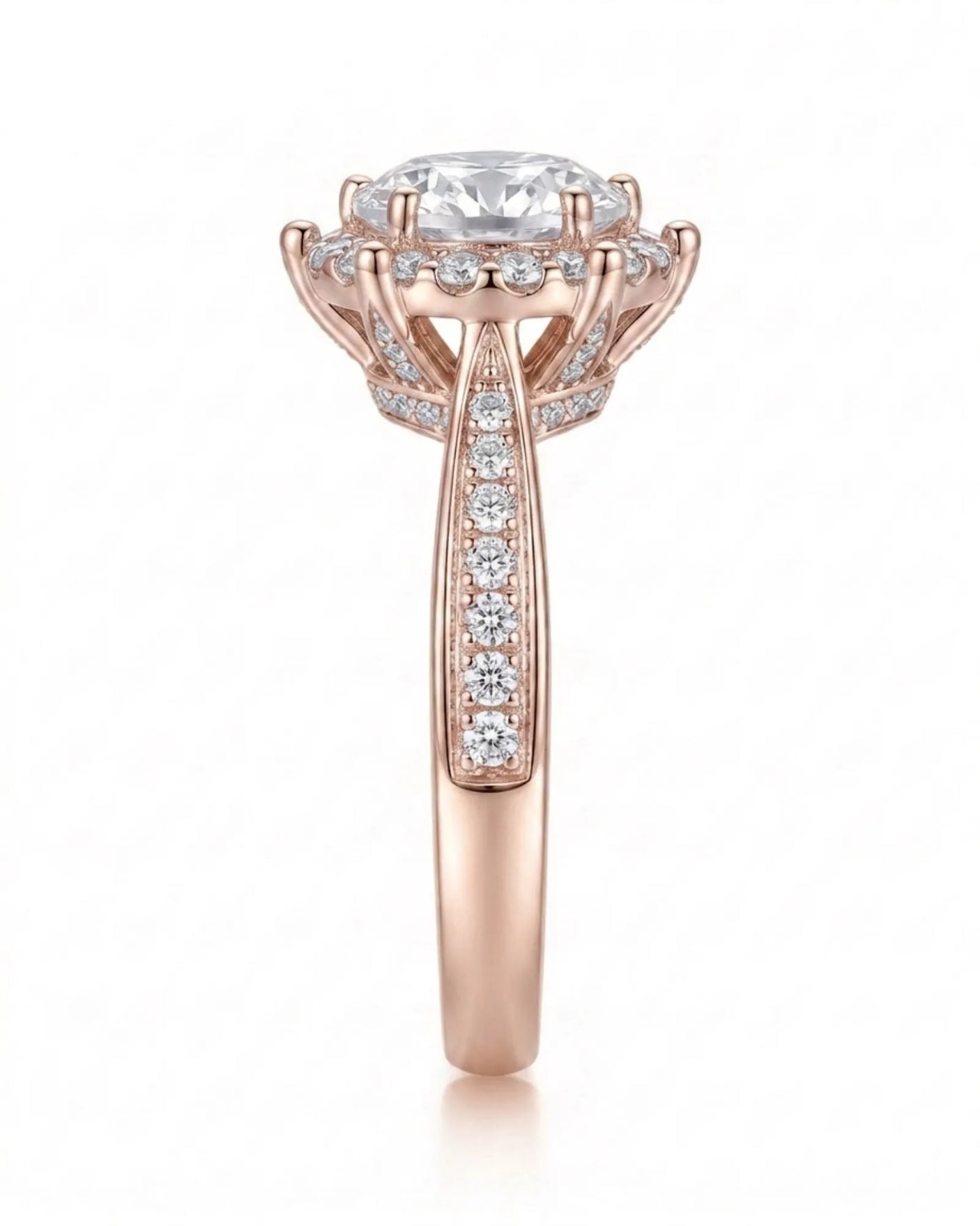 Yulisa – Eternal Flame Natural Round Diamond Halo Engagement Ring