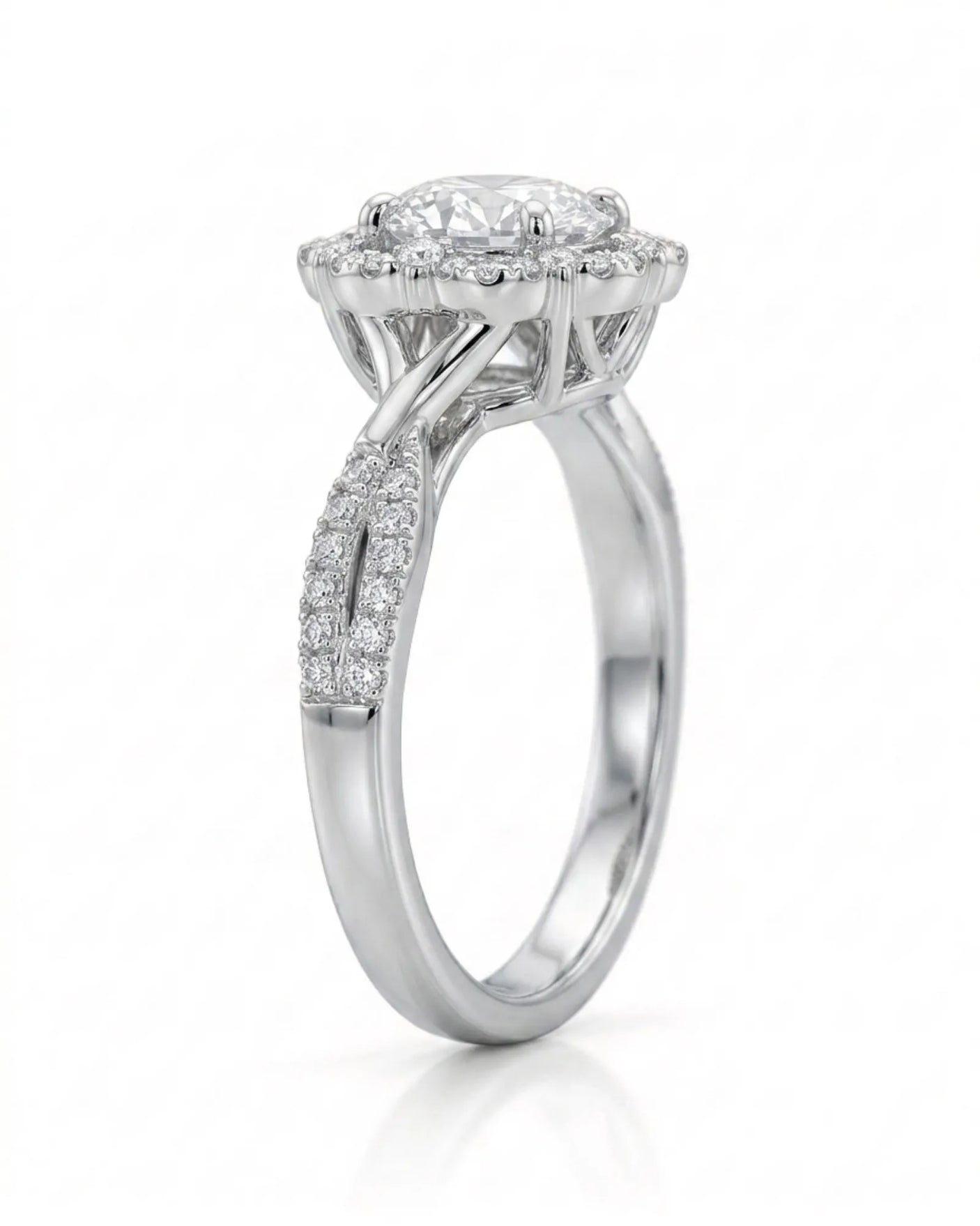Madea – Radiant Embrace Natural Round Diamond Double Halo Ring