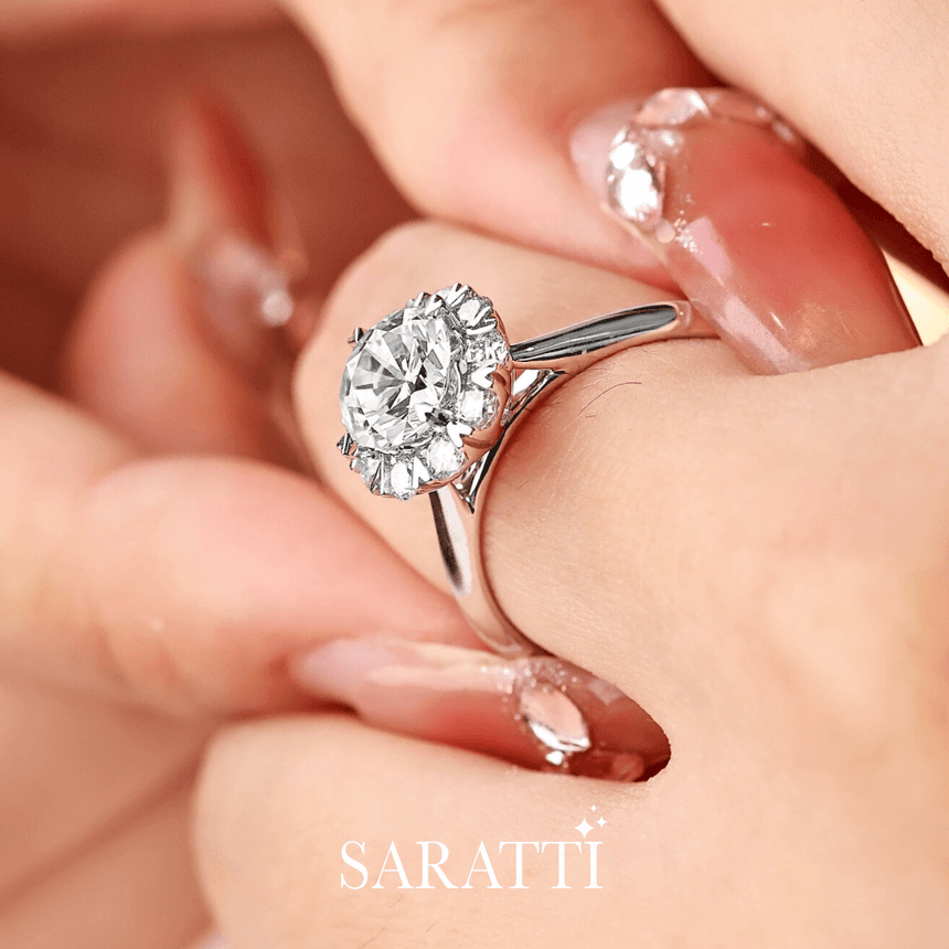 Brilliant round prong set diamond engagement ring | Sadi