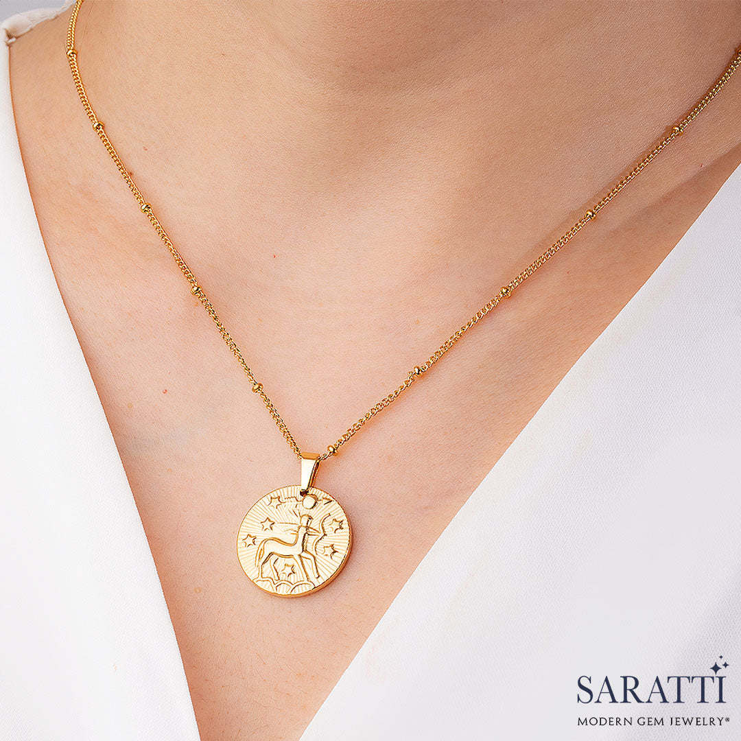 Sagittarius Necklace in 18K Yellow Gold | Saratti 