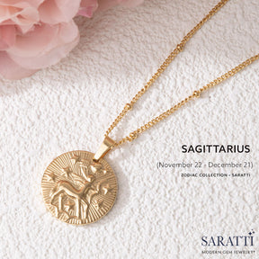 Sagittarius Necklace in 18K Gold | Zodiac Necklace Collection | Saratti