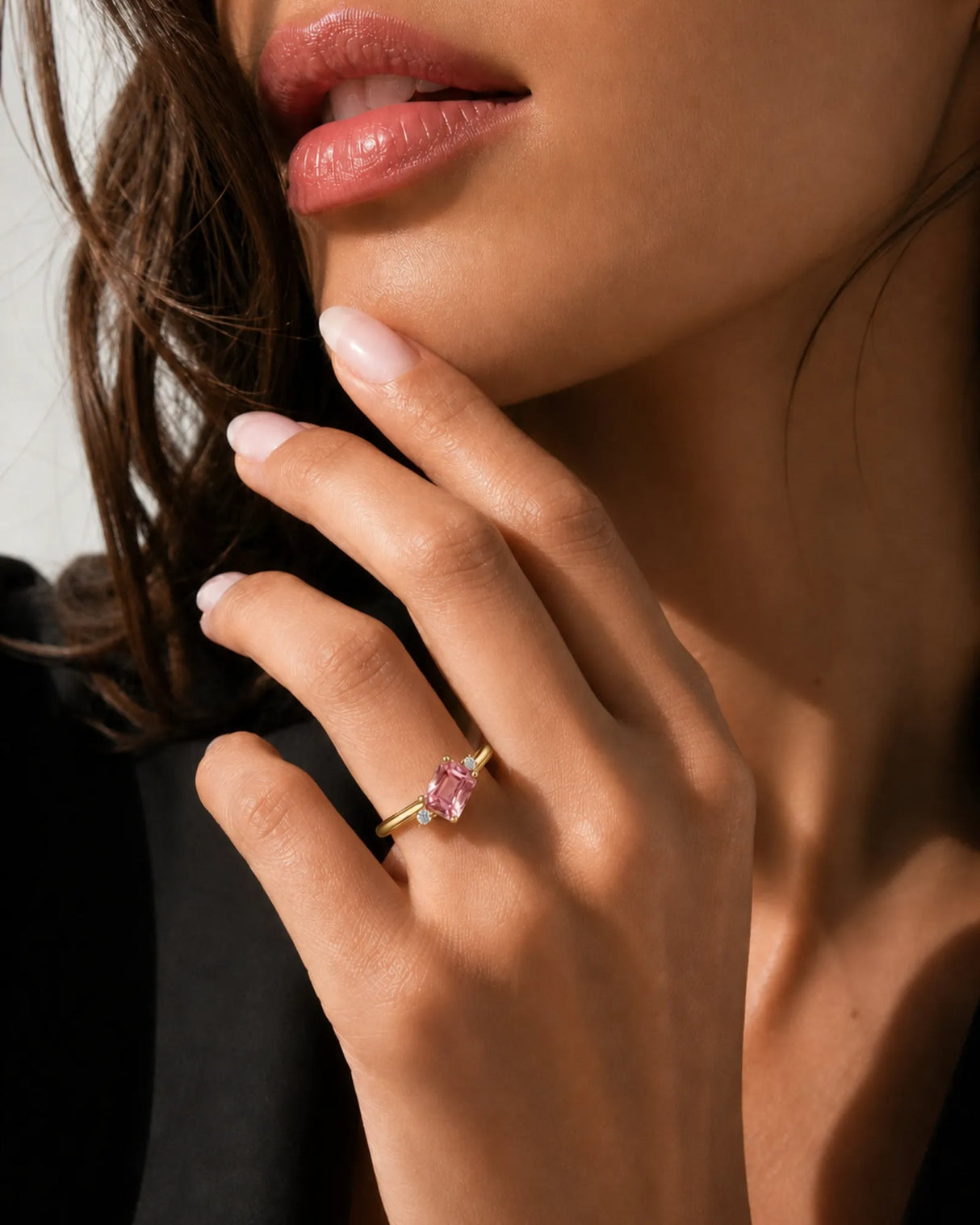 Sakura Trilogy tourmaline and diamond ring in 18K yellow gold | SARATTI