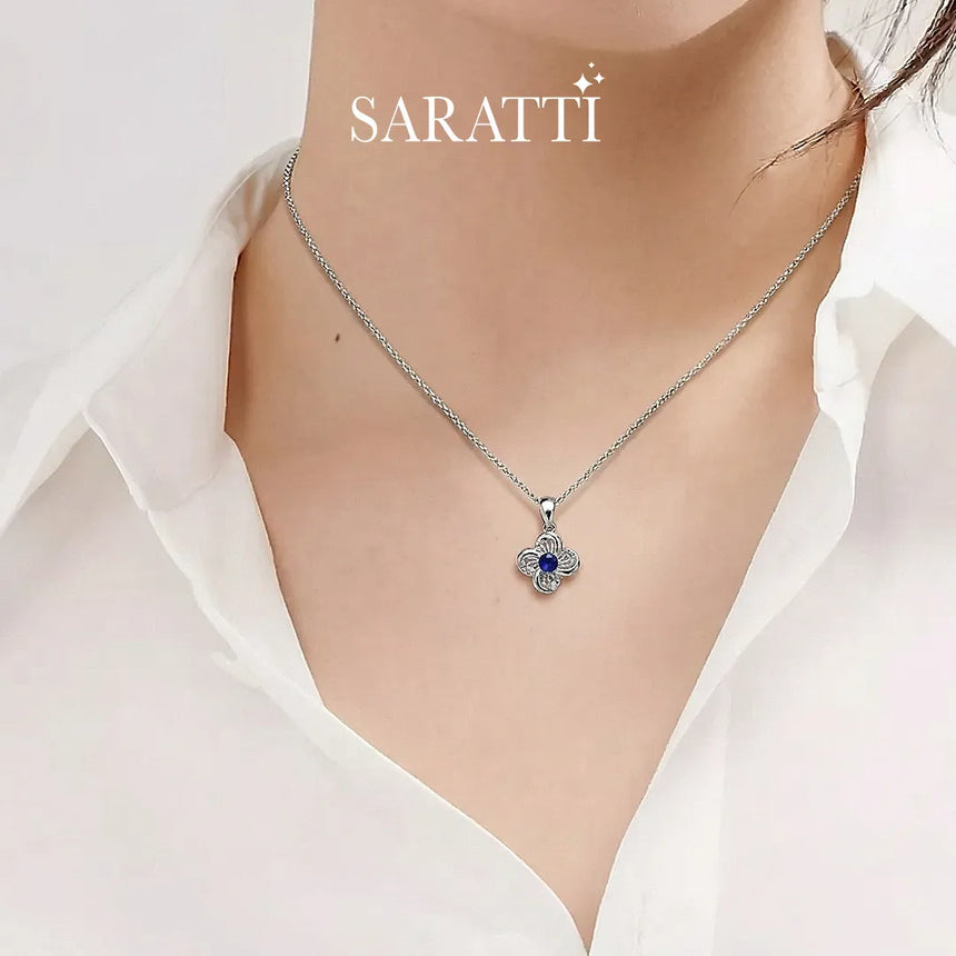 Samsara Bleu natural blue sapphire pendant necklace in sterling silver | SARATTI
