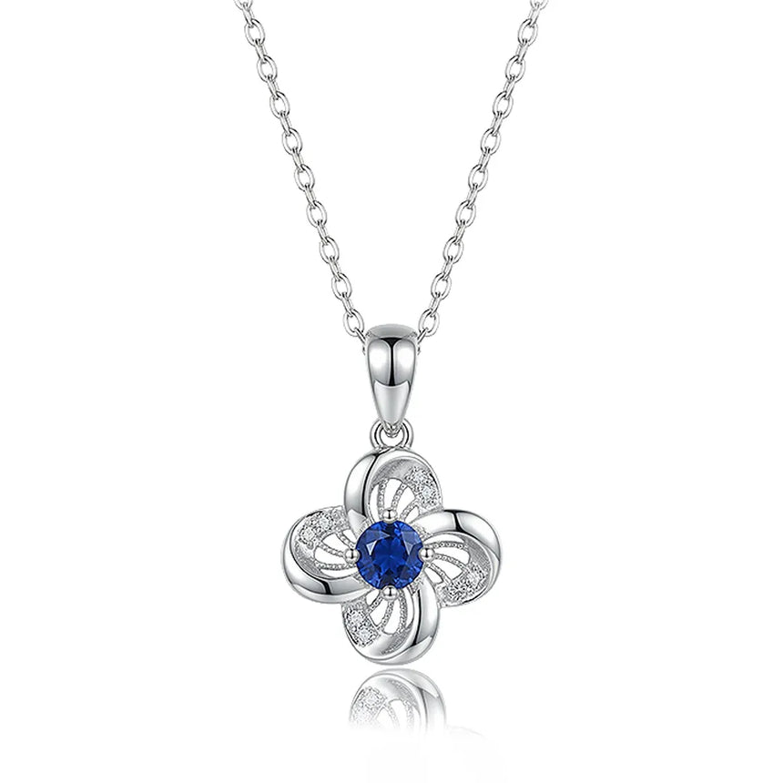 Samsara Bleu natural sapphire necklace front view | SARATTI
